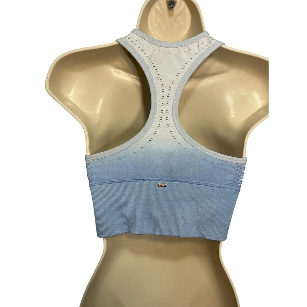 Victoria's Secret Pink 4 Way Stretch Racer Back Sports Bra Ombre Green Sz  Small